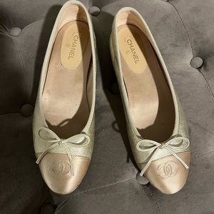 Gold Chanel Ballet Flats